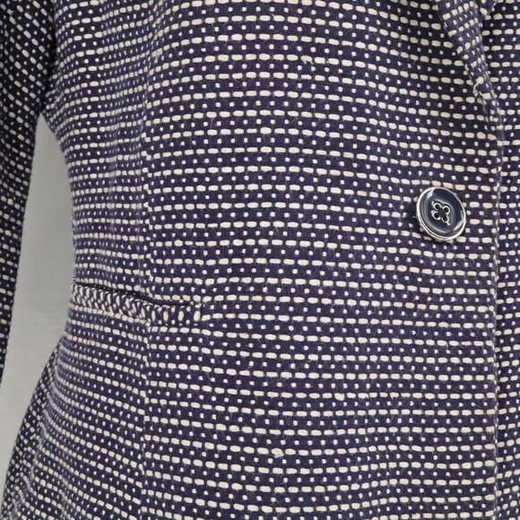 Cynthia Rowley Jacket Womens Large Navy Blue White Cotton Lined Blazer Career - Picture 11 of 14